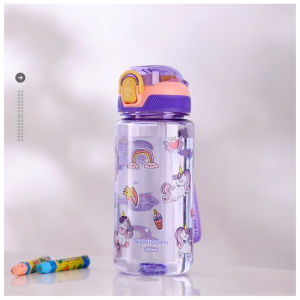 600ml Childrens Plastic Water Cup BAP Free Kids Drinking Cup Cute Cartoon Straw Cup Leak-proof Plastic Water Bottles