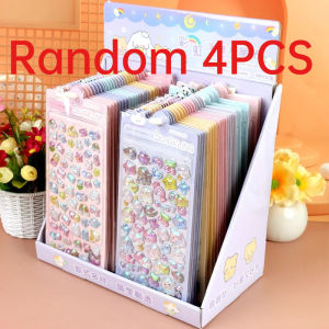 4PCS Cartoon 3D Relief Water Drop Stickers Cute and Fun Animals Rabbit Panda Stickers Diy Diary Stationery Stickers Wholesale SS