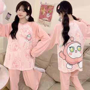 Pure Cotton Sleepwear Long Sleeve Autumn Style for Girls Junior High School Students Cute Chiikawa Home Clothes Set