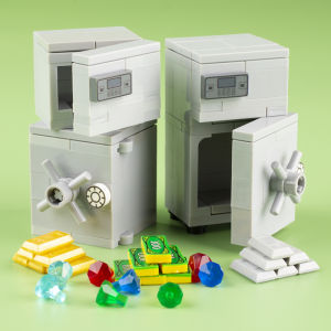 Diamond Safe Box Building Blocks Toy for Kids with Dollar Money Bag Gold Bar Silver Bar Small Particles Puzzling Educational Toy