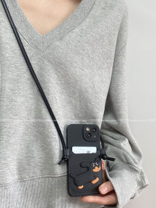 Black Dog Cartoon Phone Case Compatible with Huawei Mate70/60/50 Crossbody Protective Shell Cute P50 Nova13/12/11 Full Cover Drop Protection