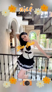 TW22635 Set 2 ชิ้น เสื้อติดกุหลาบ พร้อมกระโปรงชั้น ..