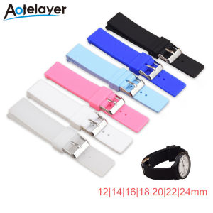 Aotelayer 12mm 14mm 16mm 18mm 20mm 22mm 24mm Width Silicone Replacement Watch Band Strap Universal Rubber Sport Watchband Bracelet Accessories