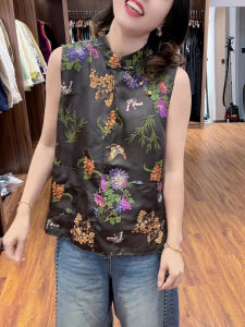 UYFY | Chic Trendy High-End Sensation Chinese Style Coffee Color Sleeveless Vest Womens New Autumn Unique Quality Top Fashionable