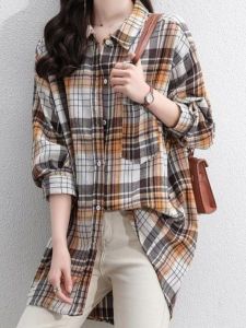 Áo Sơ Mi Kẻ Caro Dài Tay Rộng Rãi Cổ Điển Thời Trang Xuân Thu Đa Năng Phong Cách Hàn Quốc Dài Vừa Phải Lông Cừu Áo Khoác Ngoài