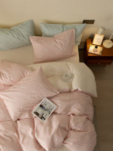 Cute Cartoon Pure Cotton Bedding Set 4-Piece Student Dormitory 3-Piece Sheet Cover Duvet Cover Girl Heart Bedding