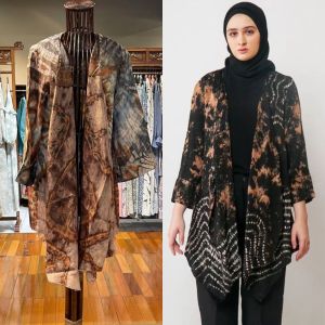 Nuva Cardigan by Dian Pelangi PREMIUM Outer Bolero Rompi Vest Cardi Kerja Kantor Pesta Kondangan Casual Formal Wanita Cantik Anggun Modis Modern Simple Elegan Mewah Model Korea Terbaru Motif Batik Hand Made Kekinian