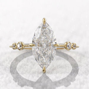 Huitan Simple Style Women Versatile Ring Inlaid Sparkling Marquise Cubic Zirconia Fashion Lady Party Daily Accessories Jewelry
