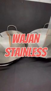 Wajan Penggorengan Stainless Steel Kuali Wokpan Besar Pegangan SUS 304 Tebal Anti Lengket
