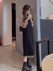 French Style Floral Print Mini Dress Womens Spring Autumn New Small Fragrance Set High-End Feelings Strap Dresses