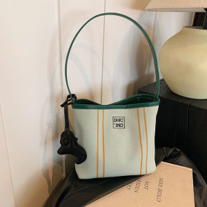 Casual Commuter Canvas Bag Womens 2025 New Versatile Single Shoulder Underarm Bag Super Popular Handheld Bucket Bag
