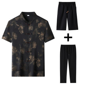 J&FO | Summer Thin Chinese Style Set for Men Short-sleeve Shirt Tang Jacket