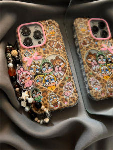 Fashionable Leopard Print Cartoon Cry Baby Pendant Womens Phone Case Protective Shell for Apple 17Promax iPhone 15 New Model
