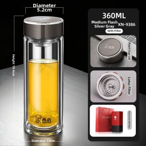HEENOOR | Antibacterial Large Capacity Double-layer Glass Cup