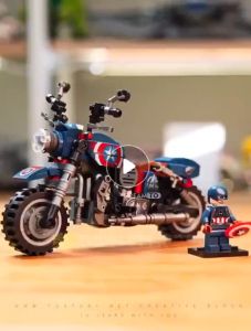 |ego Xe Máy 250-300PSC -  Bộ Đồ Chơi Xếp Hình Moto Siêu Anh Hùng Captain America - Siêu Xe Phân Khối Lớn