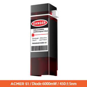 ACMER | ACMER S1 6W 450±nm Laser Head For Mini Engraving Machine Laser Cutting Wood Acrylic Upgrade Blue Light Laser Output Module