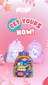 Skoola Tas Sekolah Anak PAUD TK Laki Laki Perempuan Rabbit Cat Dino Excavator - Aira Teeny