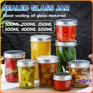 Amoki Sealed Glass Jar Kitchen Storage With Lid Pickle Bottle Jam Bottles 100ml-500ml