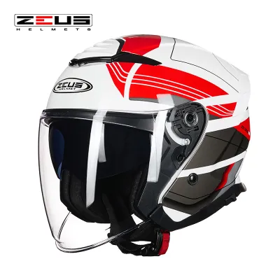 Zeus | Unisex All Season Large 3C Certified Dual Lens Motorcycle Half Helmet