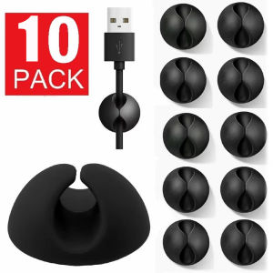 10PCS Desktop Silicone Wire Fixer 30Pcs Self-adhesive Data Cable Storage Organizer Charging Cable Holder Clips Accessories Black/White