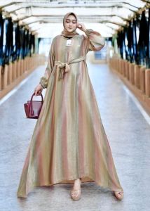 N Gamis pelangi set khimar santorini digital print premium lengan crincle lebaran raya series baju fashion muslim wanita remaja dewasa busui