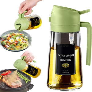 2 in 1 Oil DispenserOil Sprayer for Cooking - 16oz/470ML Oil Dispenser for KitchenOlive Oil Dispenser Bottle with Stickers