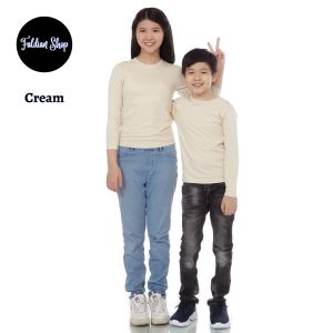 Kaos Polos Anak Oneck Lengan Panjang Bahan Katun Combed 30s Warna Cream