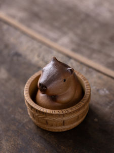 Premium Yixing Purple Clay Capibara Bath Basin Tea Pet Display Piece Original Mine Rare Handmade Retro Style Tea Table Decor