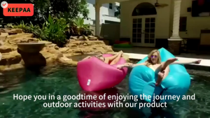Inflatable Banana Bed With Pillow Folding Sofa Beach Air Bed Portable Outdoor Camping Sleeping Bag
