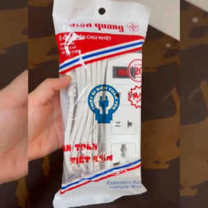 Ổ Cắm Điện Quang ĐQ 002A-02 3 lỗ 2 chấu dây dài 2M và 5M (trắng) - Hàng chính hãng