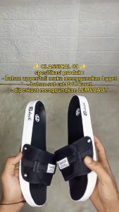 Agnia - Clasical 01 Pvc Sol cat - Sandal Slop Pria Terbaru /TERMURAH Sandal Slide Pria - Black/White