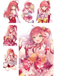 Vtuber Sakura Shrine Maiden Hololive กระดาษติดโน้ตบุ๊ก กระดาษติดโทรศัพท์ กระดาษติดกระเป๋าเดินทาง ลายการ์ตูน วัสดุ PVC