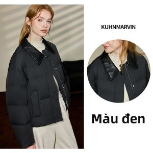 KUHNMARVIN | Áo Khoác Lông Vịt Dày Cổ Trụ Dáng Rộng Ngắn