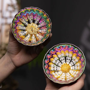 Colorful Phoenix Tea Cup Owner Cup Kiln Change Golden Peacock Porcelain Tea Bowl Chinese Style Handmade Dinnerware Gift Set