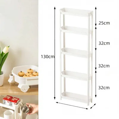 Bathroom Gap Shelf Toilet Paper Storage Rack Multi-layer Washing Room Toilet Side Storage Cabinet Floor-standing Simple Style Plastic Material