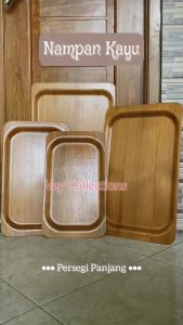 • BISA COD • (HARGA SATUAN) KWI Nampan Kayu Segi Panjang / Baki Saji Kayu Asli / Aesthetic Wooden Tray / Beri Penyajian / Baki Bendera | Resto | Cafe | Hotel Kualitas Premium