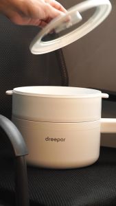 Dreepor by Mitsushi 2L Electric Cooker with Steamer Multipurpose Non-stick Electric Stir Fry Frying Pan Steamer Cooker