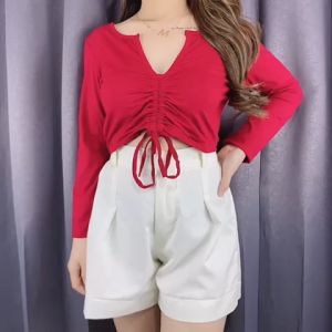 Longsleve V serut / baju wanita