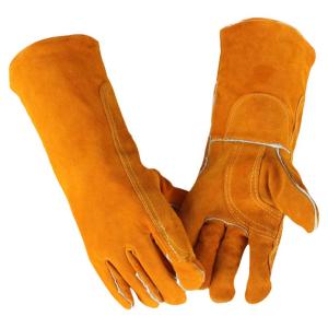 JIAHU | Long Leather Welding Gloves Heat Resistant Burn Protection Prick Resistance