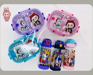 Angel Baby Kids Labubu The Monsters Zimomo Lunch Box Water Bottle 450ML Lunch Box Set