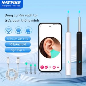Thông Minh Hình Ảnh Tai Cleaner Với Máy Ảnh 1296P Tai Gậy USB C Sạc Tai Sáp Công Cụ Loại Bỏ Kết Nối Wifi 6 Đèn LED Tai