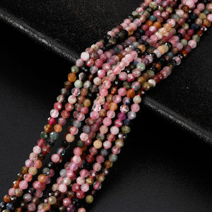 2/3/4mm Natural Stone Beads Faceted Tourmaline Spacer Bead for Jewelry Making Diy Women Bracelet Necklace Accessories Wholesale