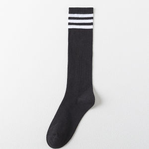 Womens High-Tube Socks Cotton Thin Model Half-Length Autumn Season Black Color School Style JK Trendy Socks for Spring And Autumn