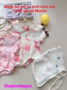 Body Bé gái sơ sinh  body đầy tháng bé gái Họa Tiết Hoa Màu Kem Kèm Nón Cho Bé Gái Sơ Sinh Đến 1 Tuổi