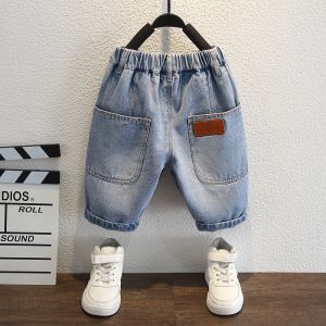 Boys Summer Thin Five-Point Cotton Denim Shorts Breathable Soft Korean Style Childrens Pants Baby Boys Fashionable Trousers