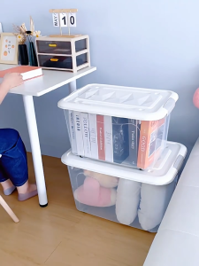 HETEE Transparent Storage Box with Wheels & Lock Stackable Sealed Organizer with Handles for Home storage organizer box