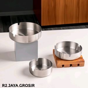 Asbak Stainless Steel Bulat Tebal Modern Diameter 10CM DAN 12CM