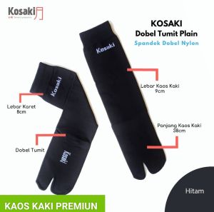 KOSAKI PLAIN L Kaos Kaki Muslimah Premium Dobel Nylon Tumit-Hitam