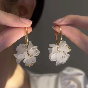 ต่างหูเพชรสีขาว 2023 ผู้หญิง - ฝังเพชร 3D สาว ต่างหู