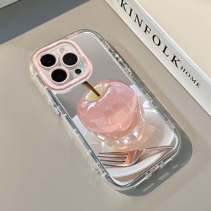 Pink Jelly Crystal iPhone17 Mirror Phone Case Apple 16Promax Personalized 15 Creative 14/13 Makeup Cream Mirror 12Pro Touch up 11 Silicone Xsmax/Xr Women